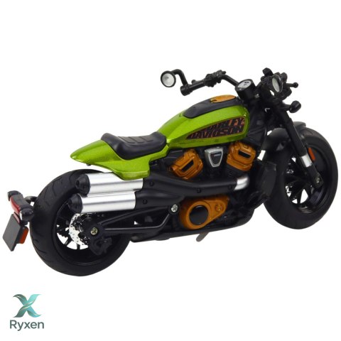 Motocykl Chopper Metalowy Światła Dźwięki Czarny Zielone Elementy 1:12 LEAN TOYS