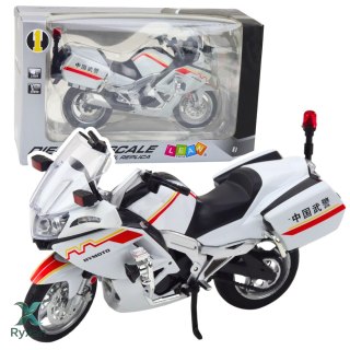 Motocykl Metalowy Światła Dźwięki Biały Czerwone Żółte Linie 1:12 LEAN TOYS