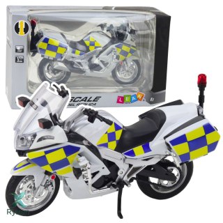 Motocykl Policyjny Metalowy Światła Dźwięki Biały 1:12 LEAN TOYS