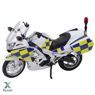 Motocykl Policyjny Metalowy Światła Dźwięki Biały 1:12 LEAN TOYS