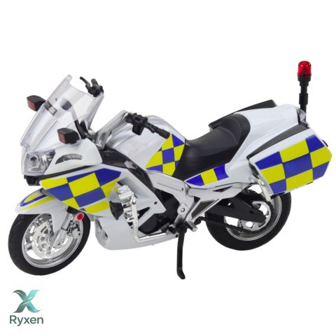 Motocykl Policyjny Metalowy Światła Dźwięki Biały 1:12 LEAN TOYS