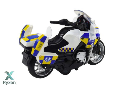 Motocykl Policyjny z Napędem Frykcyjnym Na Baterie Światła Dźwięk LEAN TOYS