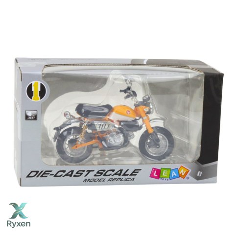 Motocykl Retro Klasyczny Metalowy Światła Żółty 1:12 LEAN TOYS