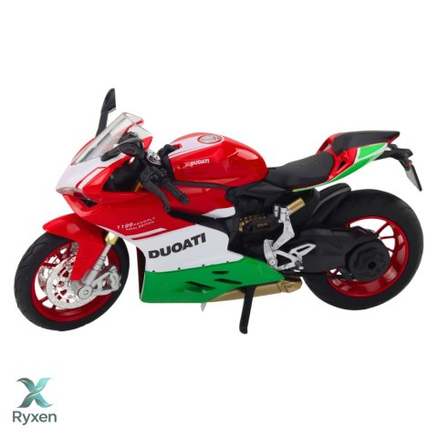 Motocykl Sportowy Metalowy Czerwono Zielony Światła Dźwięki 1:12 LEAN TOYS
