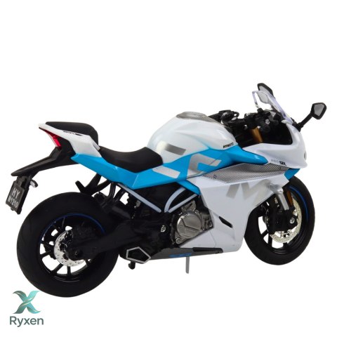 Motocykl Sportowy Metalowy Światła Dźwięki Biało Niebieski 1:12 LEAN TOYS