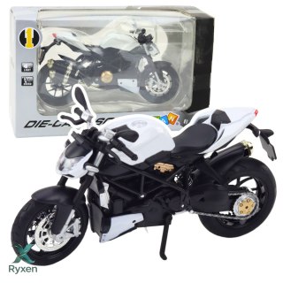 Motocykl Sportowy Metalowy Światła Dźwięki Biały 1:12 LEAN TOYS