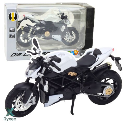 Motocykl Sportowy Metalowy Światła Dźwięki Biały 1:12 LEAN TOYS