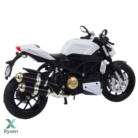 Motocykl Sportowy Metalowy Światła Dźwięki Biały 1:12 LEAN TOYS
