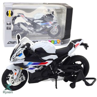 Motocykl Sportowy Metalowy Światła Dźwięki Biały S1000 1:12 LEAN TOYS