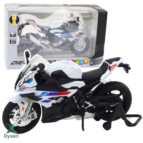 Motocykl Sportowy Metalowy Światła Dźwięki Biały S1000 1:12 LEAN TOYS