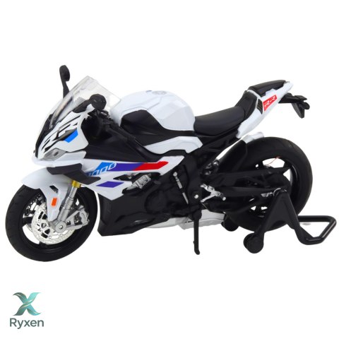 Motocykl Sportowy Metalowy Światła Dźwięki Biały S1000 1:12 LEAN TOYS
