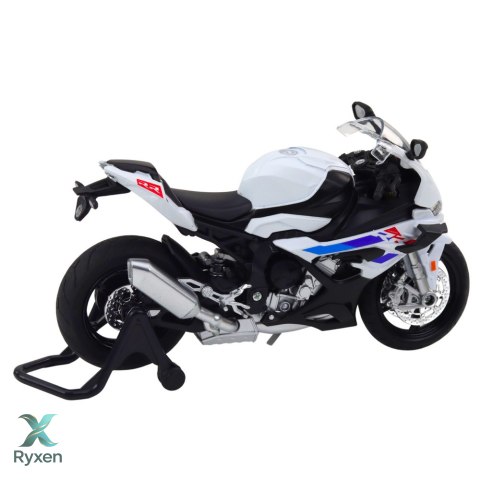 Motocykl Sportowy Metalowy Światła Dźwięki Biały S1000 1:12 LEAN TOYS