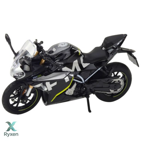 Motocykl Sportowy Metalowy Światła Dźwięki Czarny 250 SR 1:12 LEAN TOYS