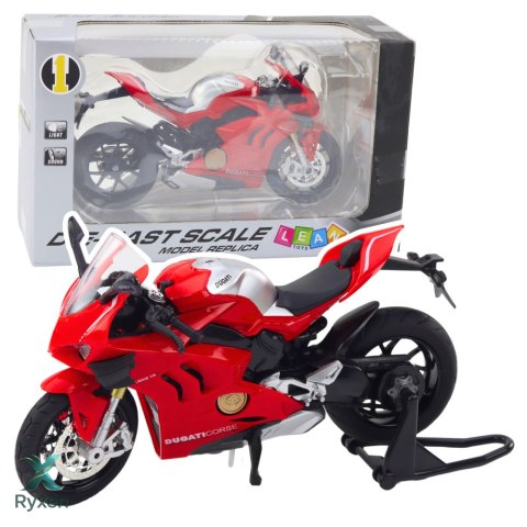 Motocykl Sportowy Metalowy Światła Dźwięki Czerwony 1:12 LEAN TOYS