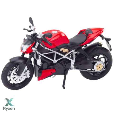 Motocykl Sportowy Metalowy Światła Dźwięki Srebrne Elementy Czerwony 1:12 LEAN TOYS