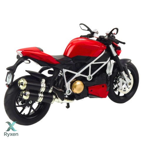 Motocykl Sportowy Metalowy Światła Dźwięki Srebrne Elementy Czerwony 1:12 LEAN TOYS