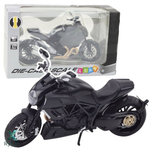 Motocykl Sportowy Metalowy Światła Dźwięki Złote Elementy Czarny 1:12 LEAN TOYS