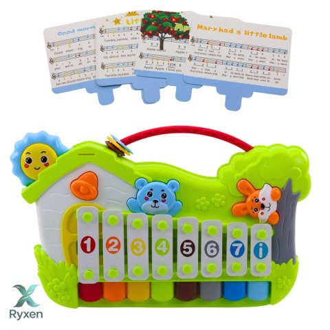 Muzyczne Pianinko Leśne Ksylofon Karty z Nutami 5szt LEAN TOYS