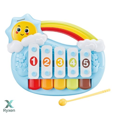 Pianinko Pięciotonowe Edukacyjne Dla Malucha Słoneczko Niebieskie LEAN TOYS