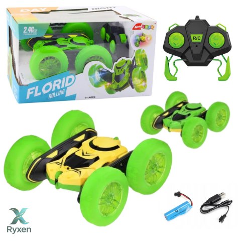 Samochód Kaskaderski Auto Zdalnie Sterowane RC 360° Zielony LEAN TOYS