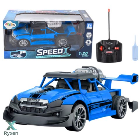 Samochód Zdalnie Sterowany RC 1:20 Światła Efekt Dymny Niebieski LEAN TOYS