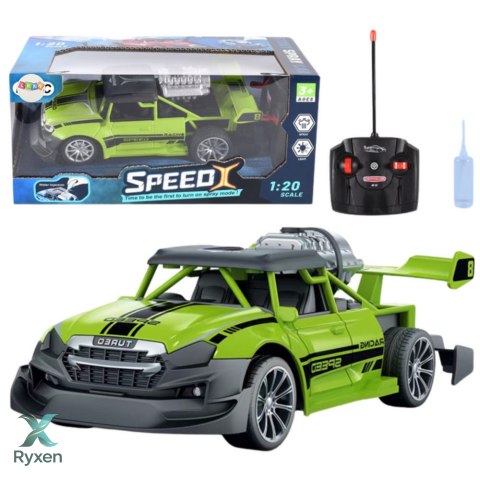 Samochód Zdalnie Sterowany RC 1:20 Światła Efekt Dymny Zielony LEAN TOYS
