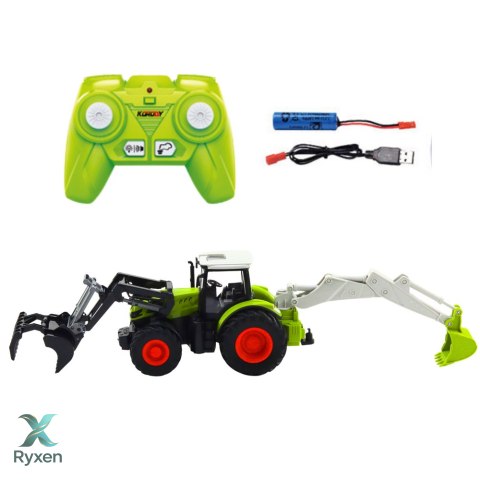 Traktor Rolniczy Z Obrotową Łyżką i Koparką 2w1 Zdalnie Sterowany 2.4G LEAN TOYS