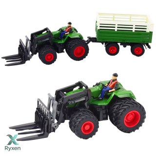 Traktor Rolniczy Z Przyczepą i Widłami Podwójne Koła Zdalnie Sterowany RC LEAN TOYS