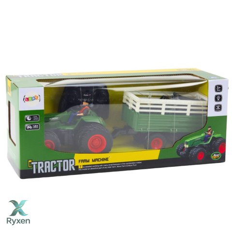 Traktor Rolniczy Z Przyczepą i Widłami Podwójne Koła Zdalnie Sterowany RC LEAN TOYS