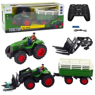 Traktor Rolniczy Z Przyczepą i Widłami Zdalnie Sterowany RC 2.4G LEAN TOYS