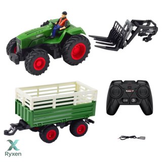 Traktor Rolniczy Z Przyczepą i Widłami Zdalnie Sterowany RC 2.4G LEAN TOYS