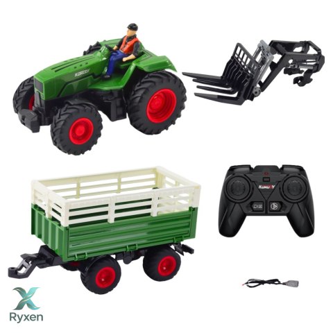 Traktor Rolniczy Z Przyczepą i Widłami Zdalnie Sterowany RC 2.4G LEAN TOYS
