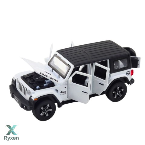 Zestaw Auto Terenowe Kamper Metalowe Napęd Światła Dźwięki Biały 1:32 LEAN TOYS
