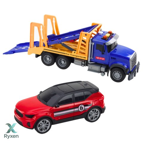 Zestaw Ciężarówka Laweta Transporter Samochód Światła Dźwięki LEAN TOYS