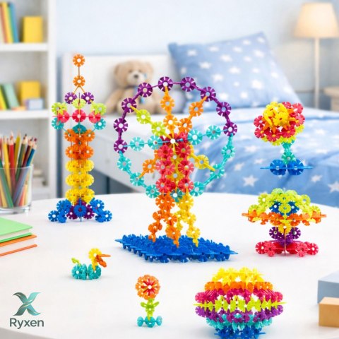 Zestaw Klocków Śnieżynki W Walizce Konstrukcyjne 140 el. LEAN TOYS