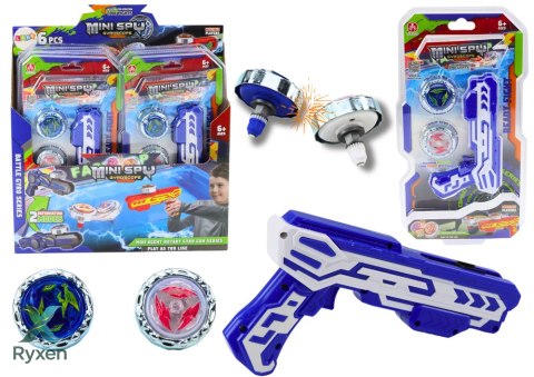 Zestaw Pistolet Wyrzutnia 2 Metalowe Krążki Niebieski Światła LEAN TOYS