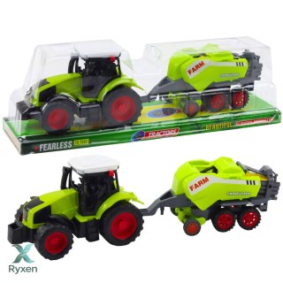 Zestaw Traktor Ciągnik Prasa Rolnicza Do Belowania Siana Zielony LEAN TOYS