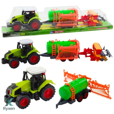 Zestaw Traktor Rolniczy Farmerski Cysterna Zgrabiarka LEAN TOYS