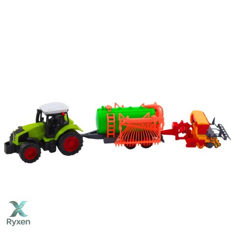 Zestaw Traktor Rolniczy Farmerski Cysterna Zgrabiarka LEAN TOYS