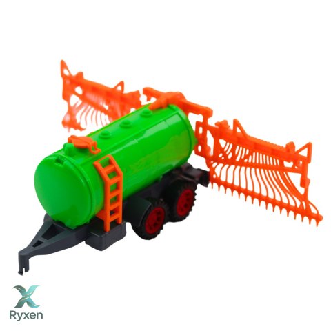 Zestaw Traktor Rolniczy Farmerski Cysterna Zgrabiarka LEAN TOYS