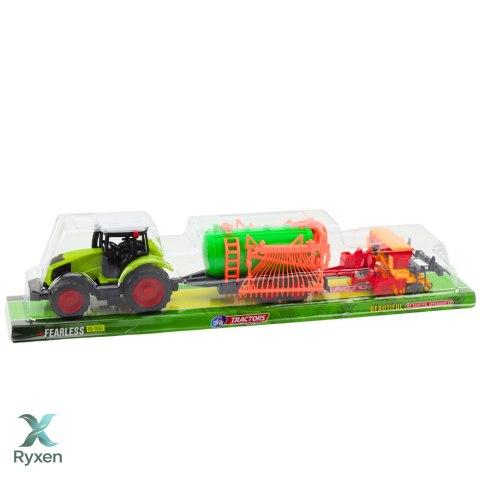 Zestaw Traktor Rolniczy Farmerski Cysterna Zgrabiarka LEAN TOYS