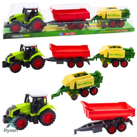 Zestaw Traktor Rolniczy Przyczepa Prasa Maszyna Rolnicza LEAN TOYS