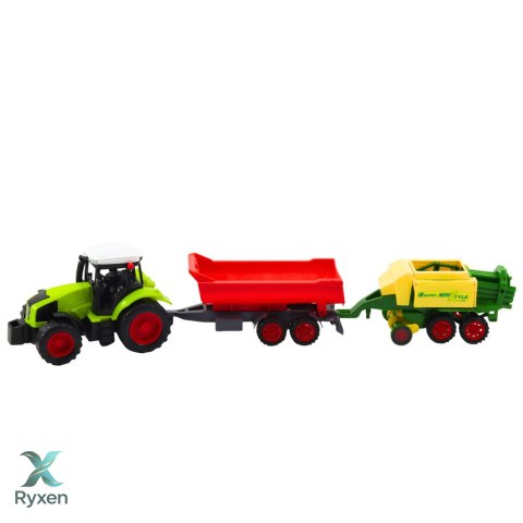 Zestaw Traktor Rolniczy Przyczepa Prasa Maszyna Rolnicza LEAN TOYS