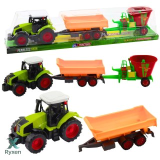 Zestaw Traktor Rolniczy Przyczepa Wywrotka Wóz Paszowy LEAN TOYS