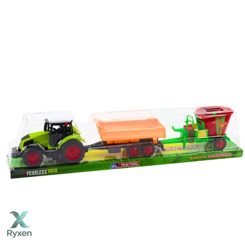 Zestaw Traktor Rolniczy Przyczepa Wywrotka Wóz Paszowy LEAN TOYS