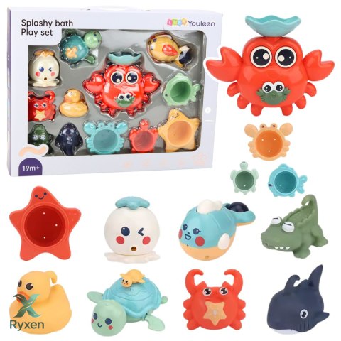 Zestaw Zabawek Do Kąpieli Krab Zwierzęta Morskie 12 el LEAN TOYS