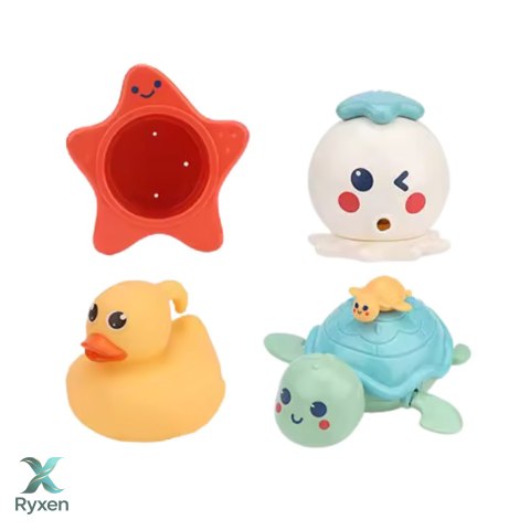 Zestaw Zabawek Do Kąpieli Krab Zwierzęta Morskie 12 el LEAN TOYS