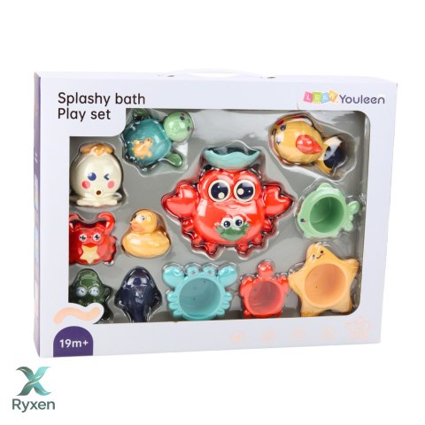 Zestaw Zabawek Do Kąpieli Krab Zwierzęta Morskie 12 el LEAN TOYS