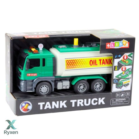 Ciężarówka Cysterna Woda Światła Dźwięki Zielona 1:14 LEAN TOYS