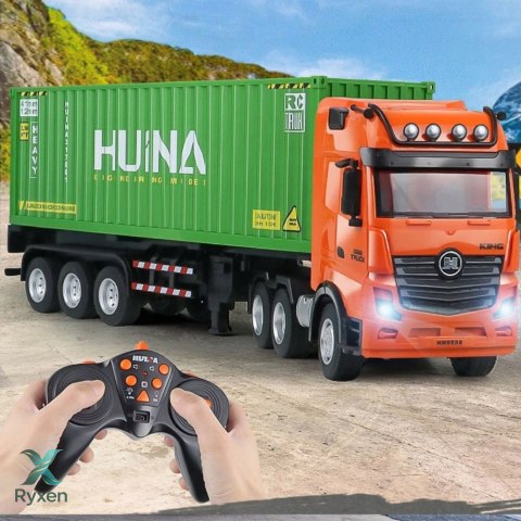 Ciężarówka Zdalnie Sterowana RC Z Kontenerem HUINA Światła Dźwięki 1:18 HUINA